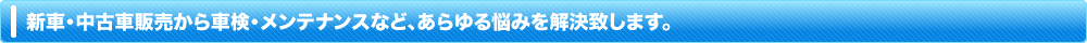 新車中古車販売から車検・メンテナンスなど、あらゆる悩みを解決いたします。